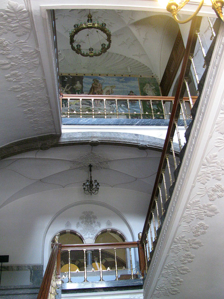 Trappenhuis Stadhuis, Kopenhagen Het beschilderde trappenhuis van het Stadhuis te Kopenhagen