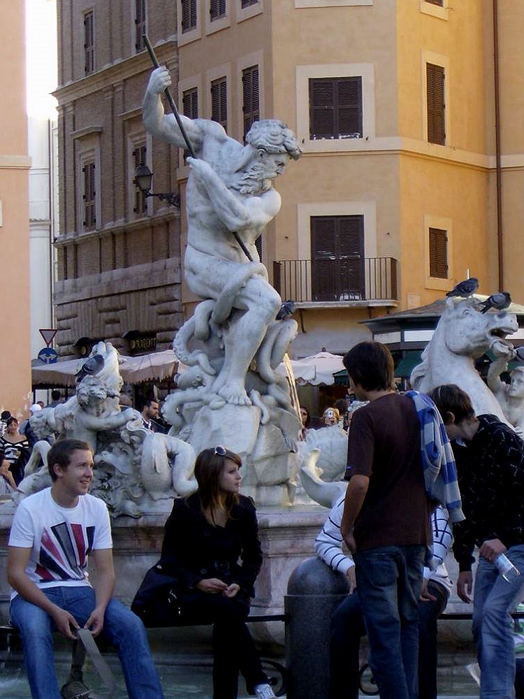 Neptunusfontein, Piazza Navona, Rome Piazza Navona te Rome met de Neptunusfontein