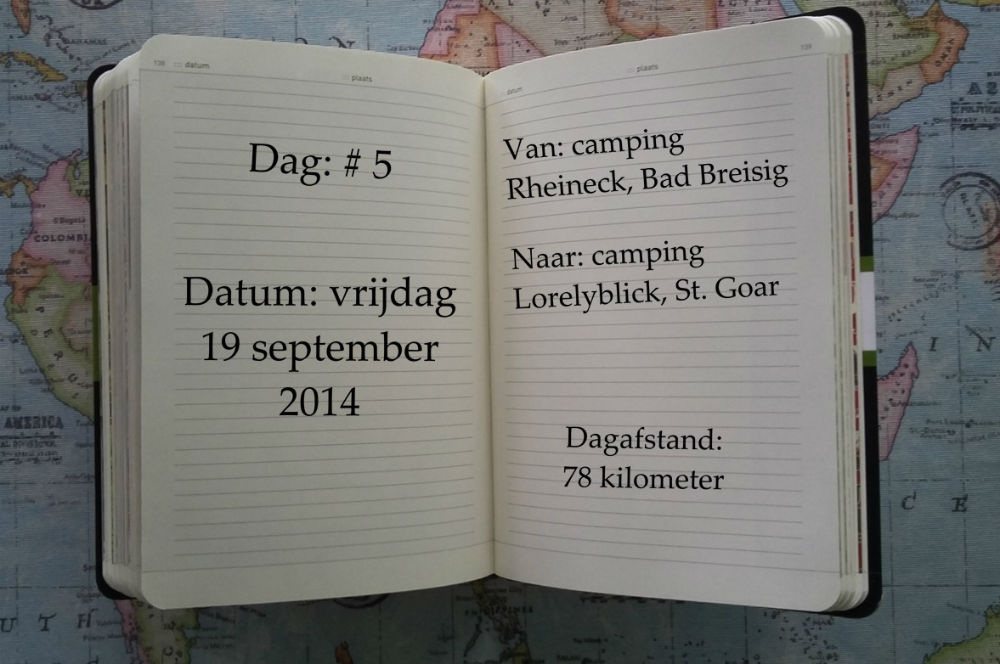 Op dag 5, vrijdag 19 september 2014, fietsten we 78 kilometer van Bad Breisig naar St. Goar