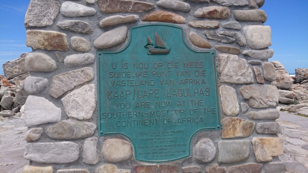 Kaap Algulhas De zuidelijkste punt van Afrika, Kaap l'Agulhas te Zuid-Afrika