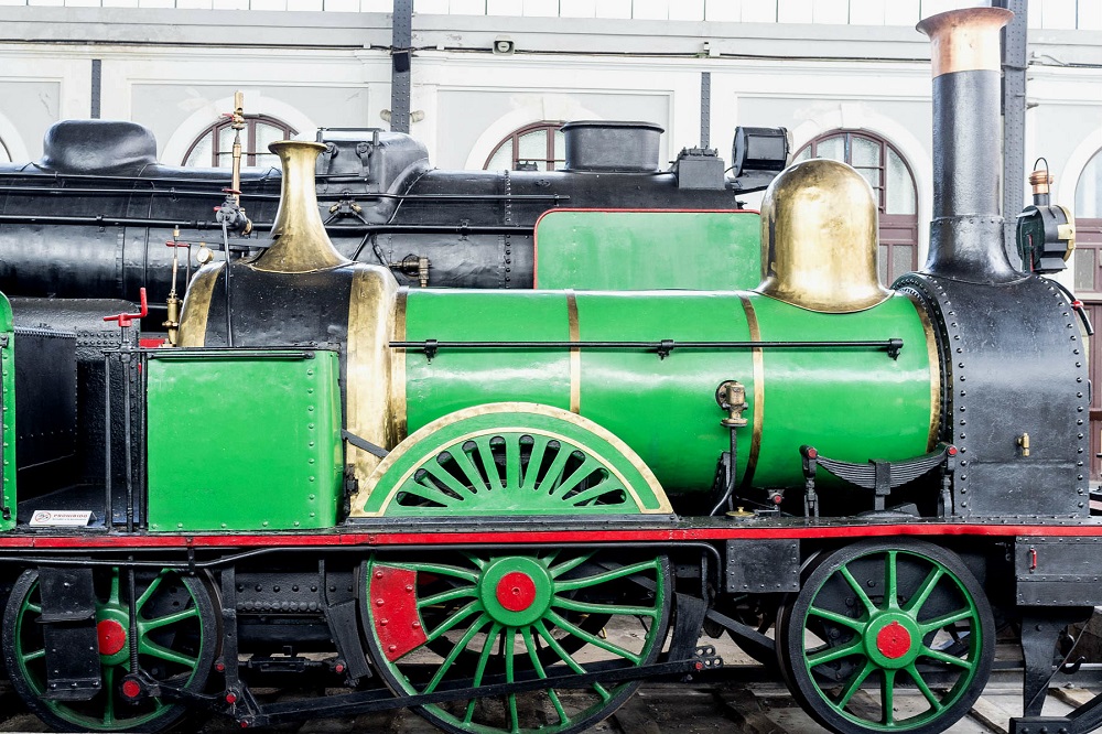 Stoomtrein Stoomtrein in het Spoorwegmuseum te Madrid