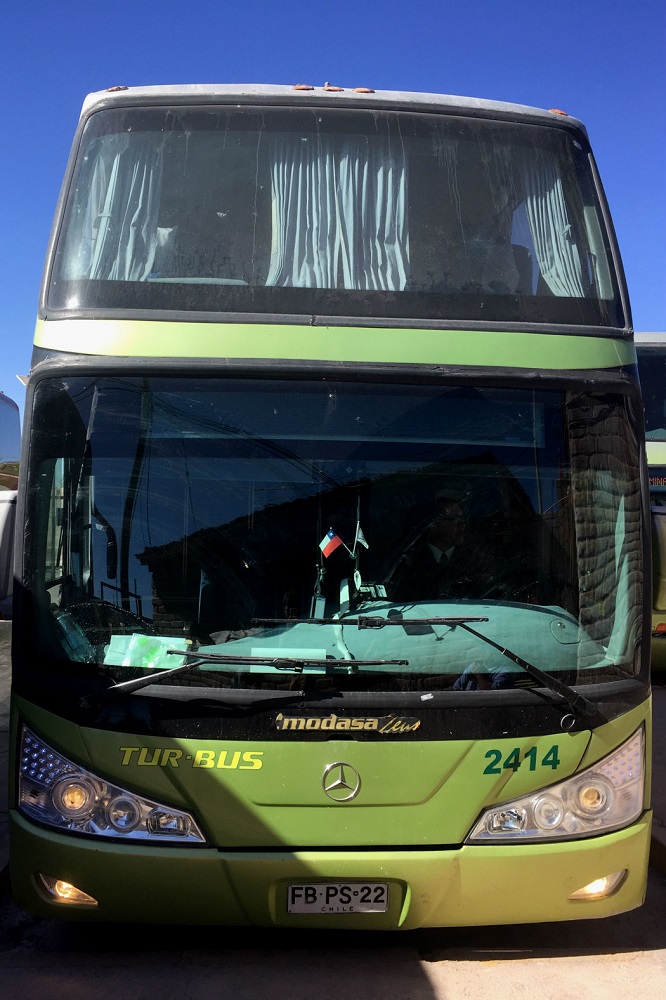 Dubbeldekker bus Een dubbeldekker bus van de firma Turbus in Chili
